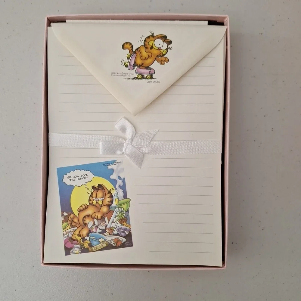 Vintage 1978 Mead Garfield Cat Stationary Set Note Paper & Envelopes, 2 Box Sets